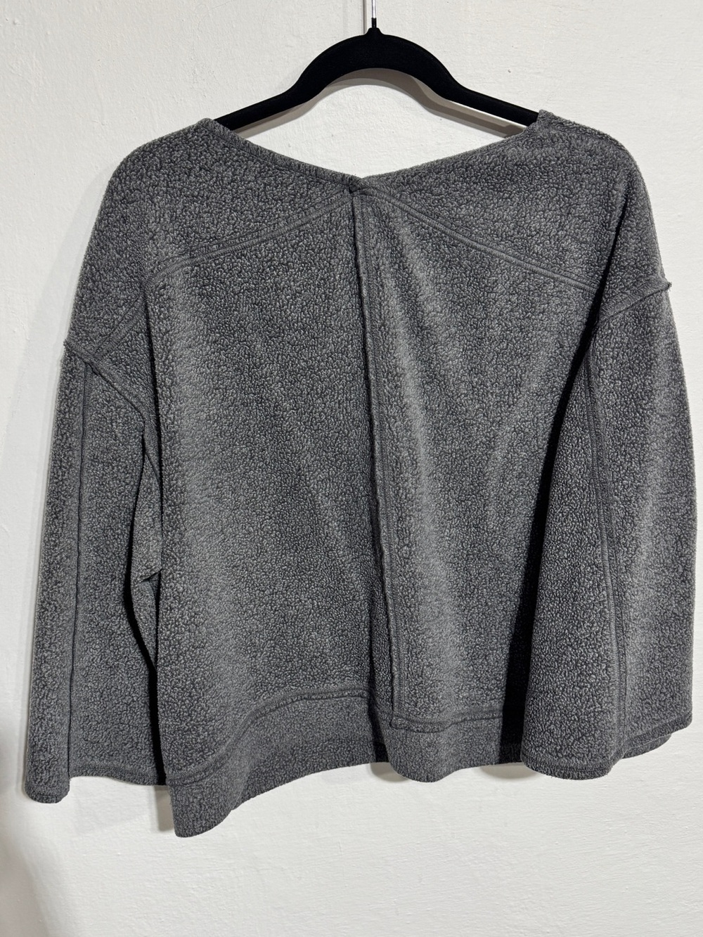 Free People Cozy V-Neck Plush Pullover Sweater - Gray small - Picture 3 of 7